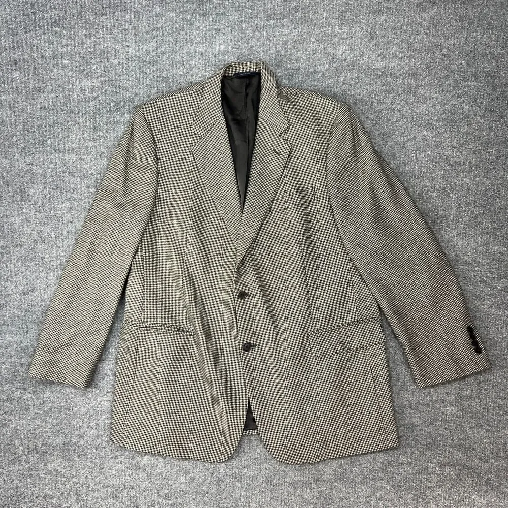 Brooks Brothers Wool Blazer Men 46 Houndstooth Single Breasted Loro Piana Fabric